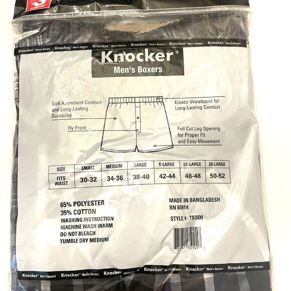 3 Men's Knocker 2X Boxers Random Plaid colors Cotton blend - Picture 3 of 4